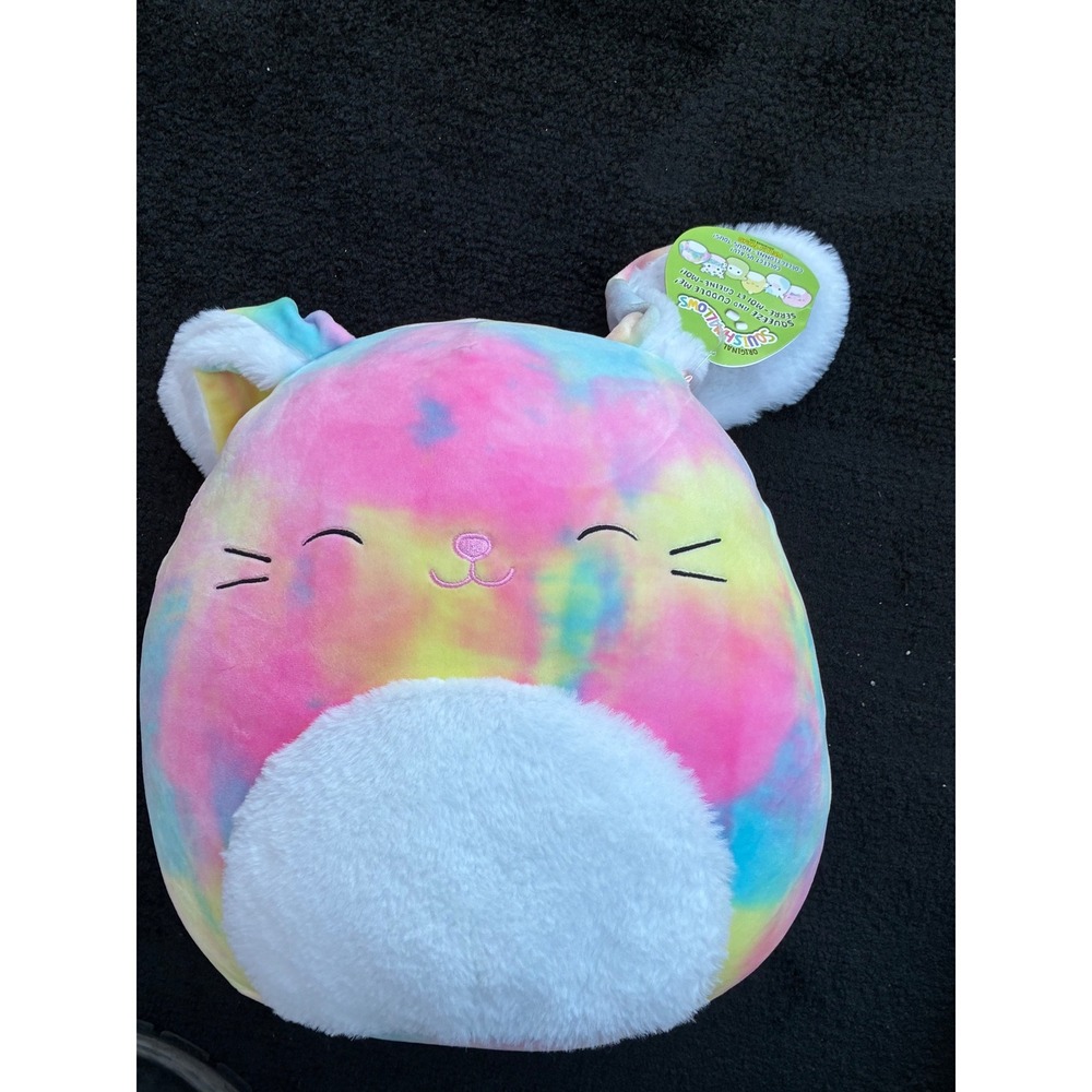 Squishmallows Caeli the Tie Dye Cat Plush Pink Yellow Blue NWT